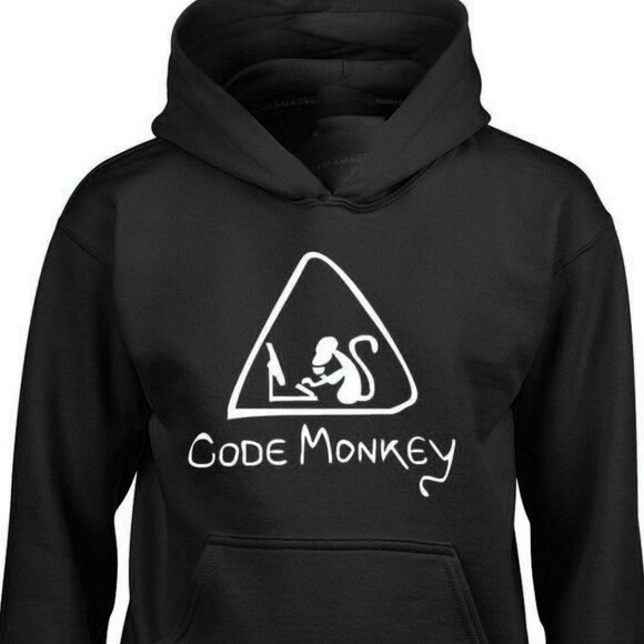 New Code Monkey Black Hoodie Fleece Sweatshirt - Picture 1 of 1